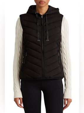 Ralph Lauren Black Hooded Quilted Puffer Vest size Small